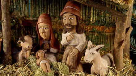 Krippenszene nach der Geburt Jesu.