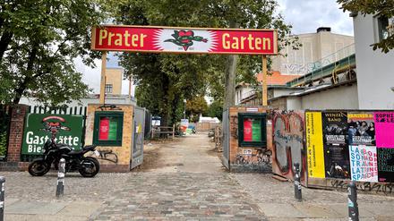 Der Eingang zum Pratergarten im August 2021.