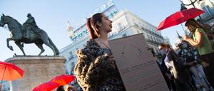 Prostituierte demonstrieren in Madrid gegen ein mögliches Verbot ihrer Arbeit.