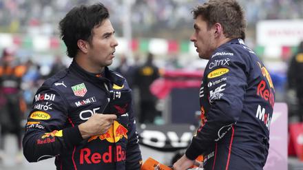 Streit unter Teamkollegen. Sergie Perez (li.) und Max Verstappen (r). 