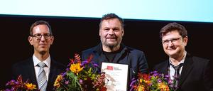 Ausgezeichnet: Ingo Držečnik (Elfenbein), Johann Ulrich (avant-Verlag) und Wladimir Velminski (Ciconia Ciconia).