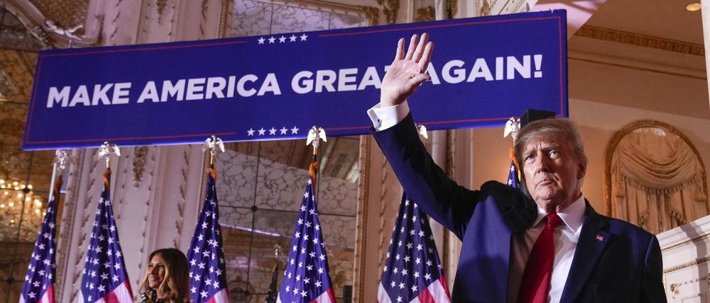 Ex-Präsident Donald Trump verkündet seine dritte Präsidentschaftskandidatur in Mar-a-Lago.