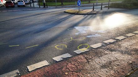 Die Unfallstelle in Berlin-Hohenschönhausen. 