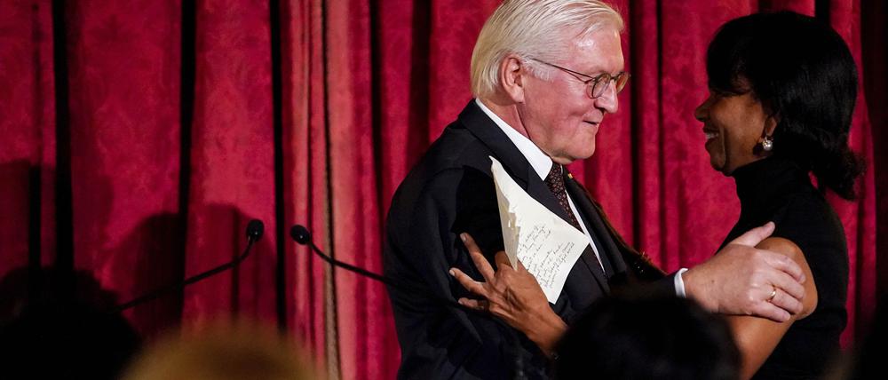 „Freunde und Kollegen“: Bundespräsident Frank-Walter Steinmeier und die ehemalige Außenministerin Condoleezza Rice am Mittwoch in New York.
