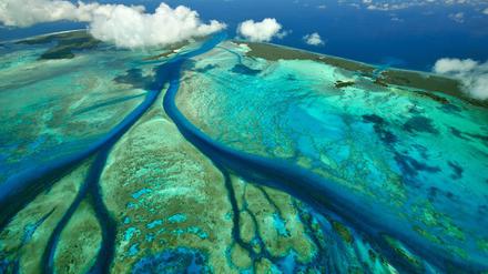 Eine Lagune auf den Seychellen