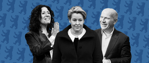 Jarasch, Giffey und Wegner in Berlin. 