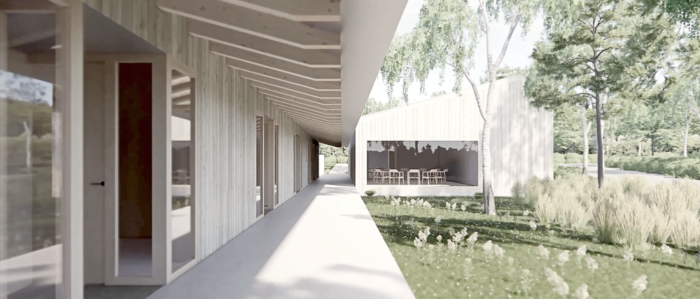 Der Pavillon soll mit viel Holz und Filz gestaltet werden.