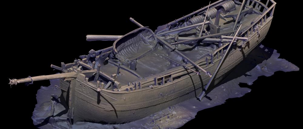 Die Computersimulation zeigt das Schiffswrack. 