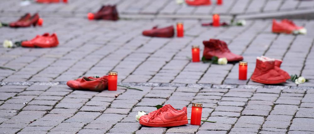 Aktion am Internationalen Tag gegen Gewalt an Frauen, 25. November 2021, in Tübingen.