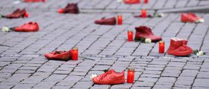 Aktion am Internationalen Tag gegen Gewalt an Frauen, 25. November 2021, in Tübingen.