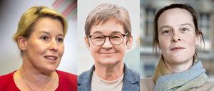 Die Berliner Politikerinnen Giffey (SPD), Gote (Grüne), Kreck (Linke).