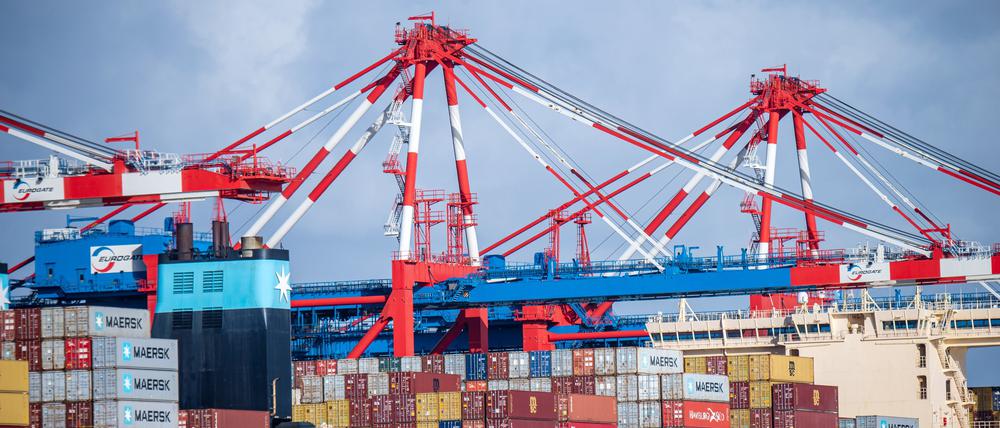 Containerschiffe in Wilhelmshaven.