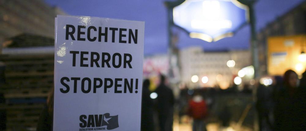 Eine Demo gegen Rechtsextremismus in Neukölln.