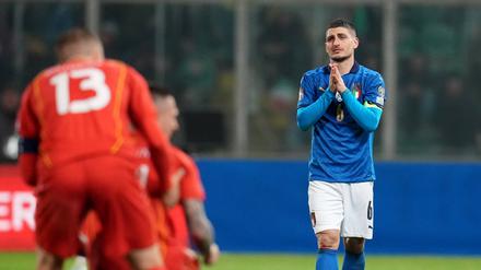 Porca miseria! Marco Verratti und seine Kollegen verpassten die Qualifikation gegen Nordmazedonien.