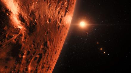 Die Oberfläche eines Planeten im Trappist-1-System. Das Bild wurde am 22. Februar 2017 veröffentlicht.