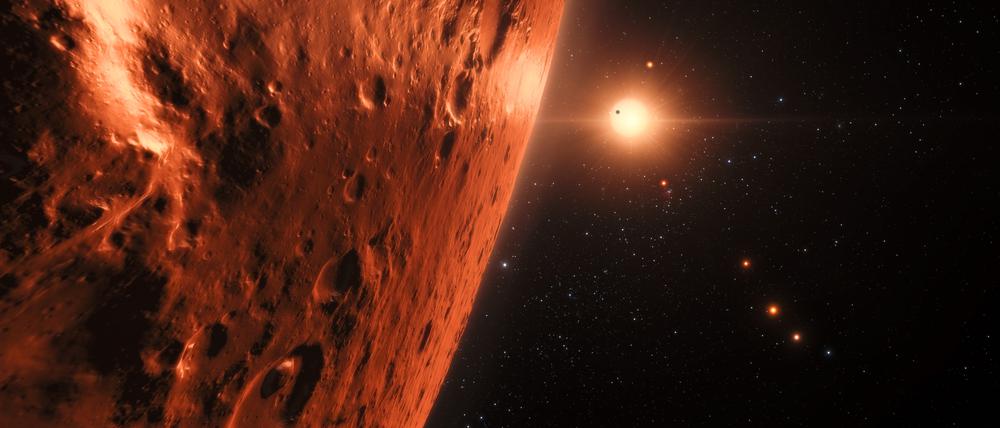 Die Oberfläche eines Planeten im Trappist-1-System. Das Bild wurde am 22. Februar 2017 veröffentlicht.
