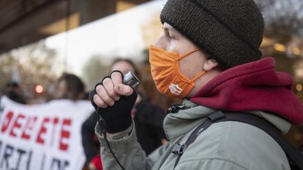 Protest von Lieferdienst-Beschäftigten in Amsterdam.