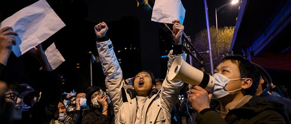 Demonstration in Peking gegen die strikten Corona-Maßnahmen