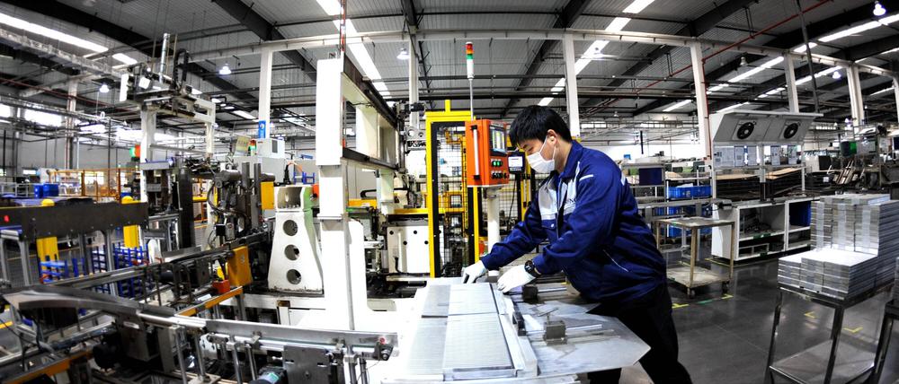 Ein Arbeiter in Shanghai
