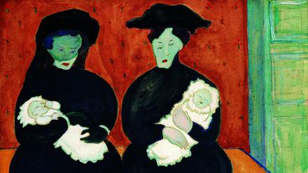 Marianne Werefkin, Twins, 1909. Tempera on paper, 27.5 x 36.5 cm.