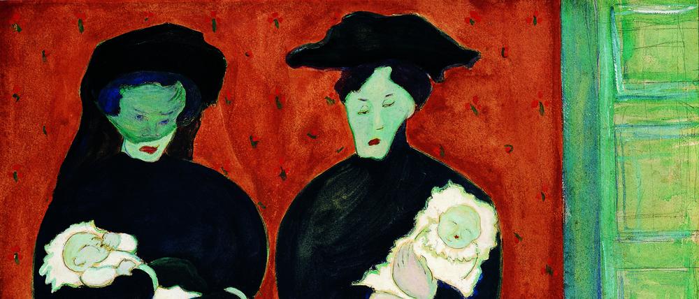 Marianne Werefkin, Twins, 1909. Tempera on paper, 27.5 x 36.5 cm. 