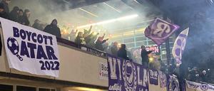 Politische Statements beim Heimspiel von Tennis Borussia. 