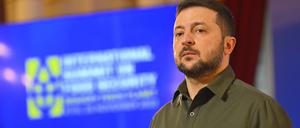 Wolodymyr Selenskyj, Präsident der Ukraine, während der Lancierung des humanitären Programms „Getreide aus der Ukraine“ in Kiew im November 2022.