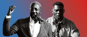 In der Stichwahl will der Demokrat Raphael Warnock (links) seinen Senatssitz gegen den Republikaner Herschel Walker verteidigen. 
