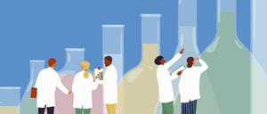 Wissenschaftler diskutieren über Forschung 