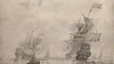 Olfert de Vrij, „Dreimaster auf leicht bewegter See“, 1665, nach der Restaurierung.