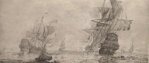 Olfert de Vrij, „Dreimaster auf leicht bewegter See“, 1665, nach der Restaurierung.