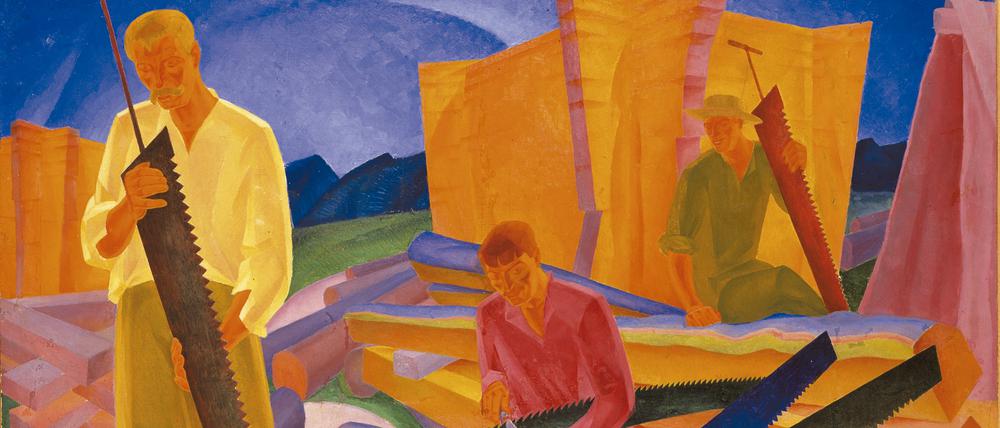 „Das Schärfen der Sägen“ von Oleksandr Bohomazov (1927).