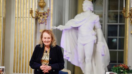 Annie Ernaux am Mittwochnachmittag in Stockholm nach ihrer Rede.