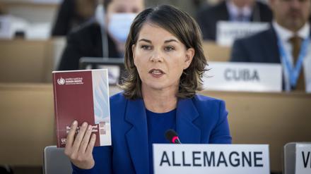 Annalena Baerbock (Bündnis 90/Die Grünen) bei der Sondersitzung des Menschrechtsrates der Vereinten Nationen zur Menschenrechtslage in der Islamischen Republik Iran.