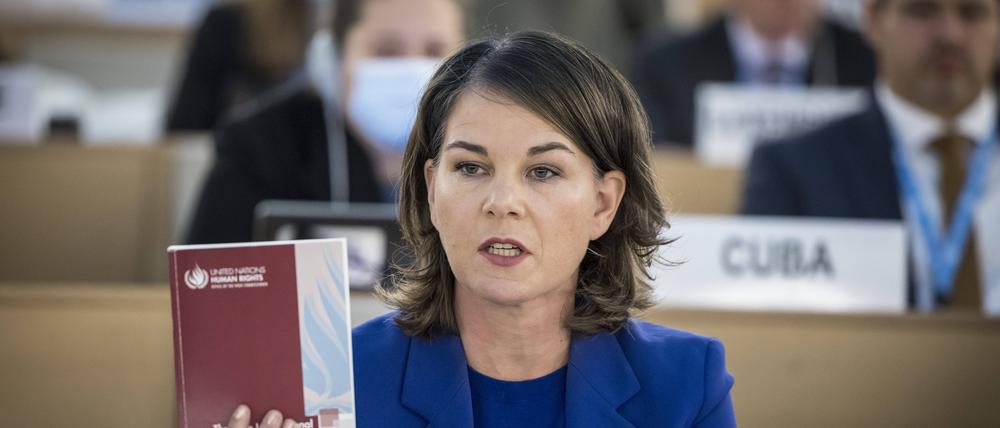 Annalena Baerbock (Bündnis 90/Die Grünen) bei der Sondersitzung des Menschrechtsrates der Vereinten Nationen zur Menschenrechtslage in der Islamischen Republik Iran.