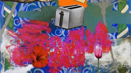 Sahar Zukermans Gemälde „Omen Shmomen“ (140 x 100 cm) ist 2022 entstanden
