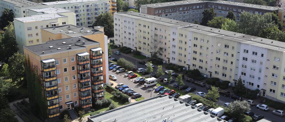 Ein Teil der Parkplätze am Schlaatz soll wegfallen und stattdessen sollen grüne Treffpunkte entstehen.