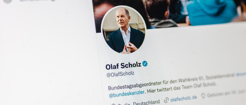 Das Twitter-Profil von Bundeskanzler Olaf Scholz.