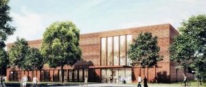 So soll die Dreifeld-Sporthalle am Sportpark Luftschiffhafen Potsdam aussehen.