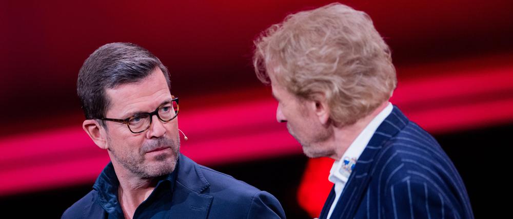 Karl-Theodor zu Guttenberg (links) und Thomas Gottschalk als Moderatoren-Duo.