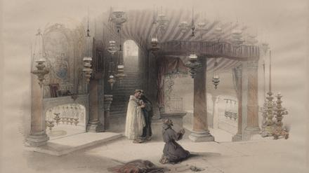 Die Geburtsgrotte Jesu in Bethlehem, von der Hand des schottischen Malers David Roberts, eines Zeitgenossen von Pückler.
