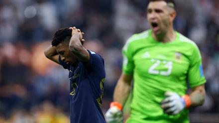 Frankreichs Kingsley Coman scheiterte im Elfmeterschießen an Argentiniens Emiliano Martinez.