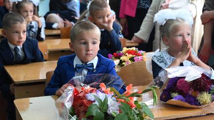 Erstklässler in Russland, September 2022.  