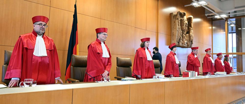 Der Erste Senat des Bundesverfassungsgerichts bei einer Verhandlung am Dienstag.