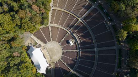 Die Waldbühne in Berlin, Drohnenaufnahme von 2022.