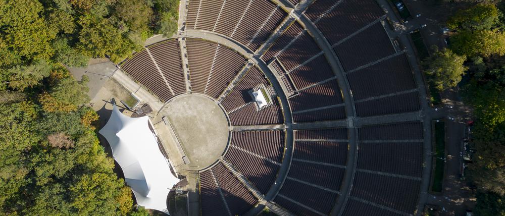 Die Waldbühne in Berlin, Drohnenaufnahme von 2022.