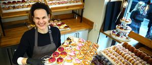 Geschäftsführerin Britta Sarnes in der Pfannkuchenmanufaktur Sugarclan in Berlin Friedrichshain. 