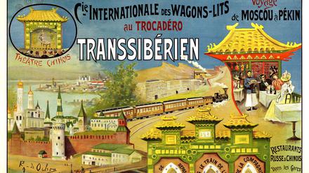 Von Paris nach Peking in 45 Minuten: Plakat der Weltausstellung 1900.