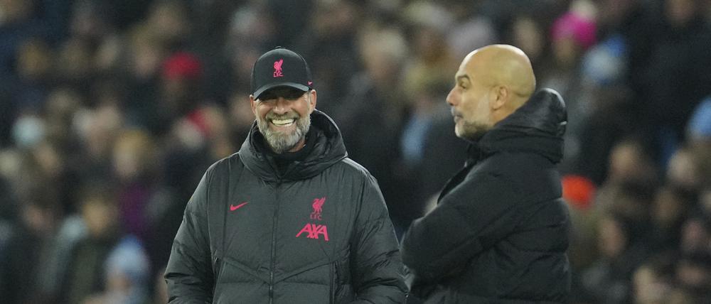 Jürgen Klopp (links) und Pep Guardiola sahen ein spektakuläres Spiel.