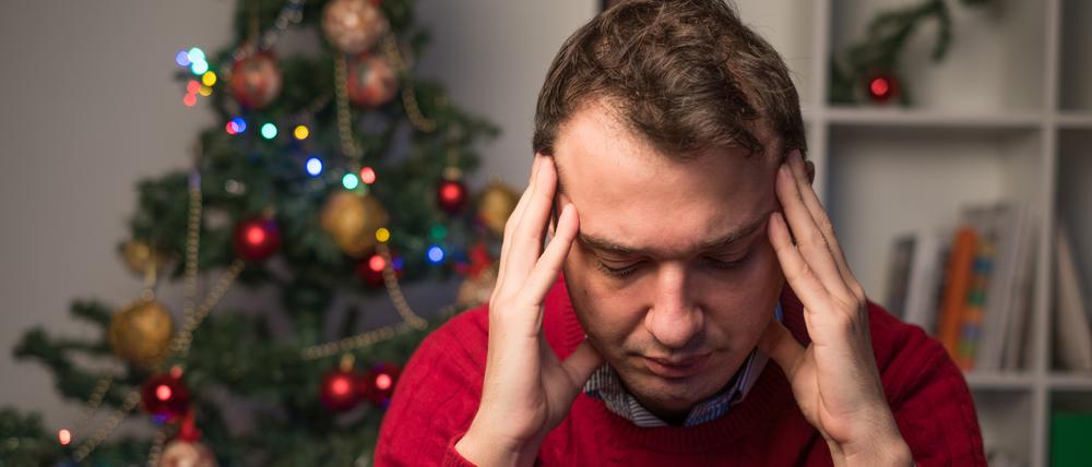 Man felling depressed and lonely during the christmas time
